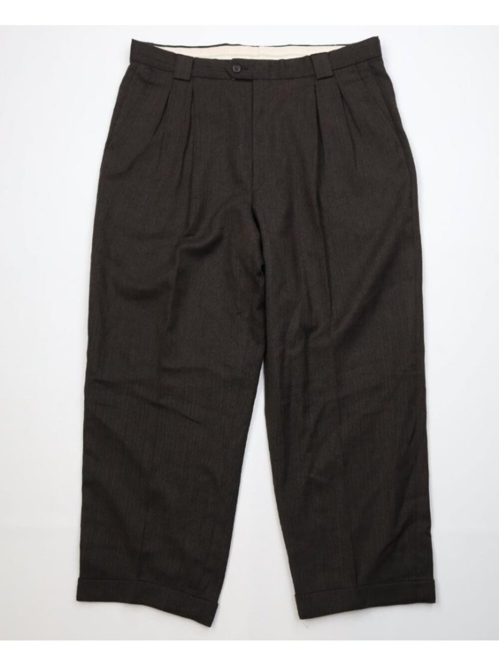 Vintage 90s Streetwear Mens 38x28 Wool Knit Herringbone Wide Leg Chino Pants